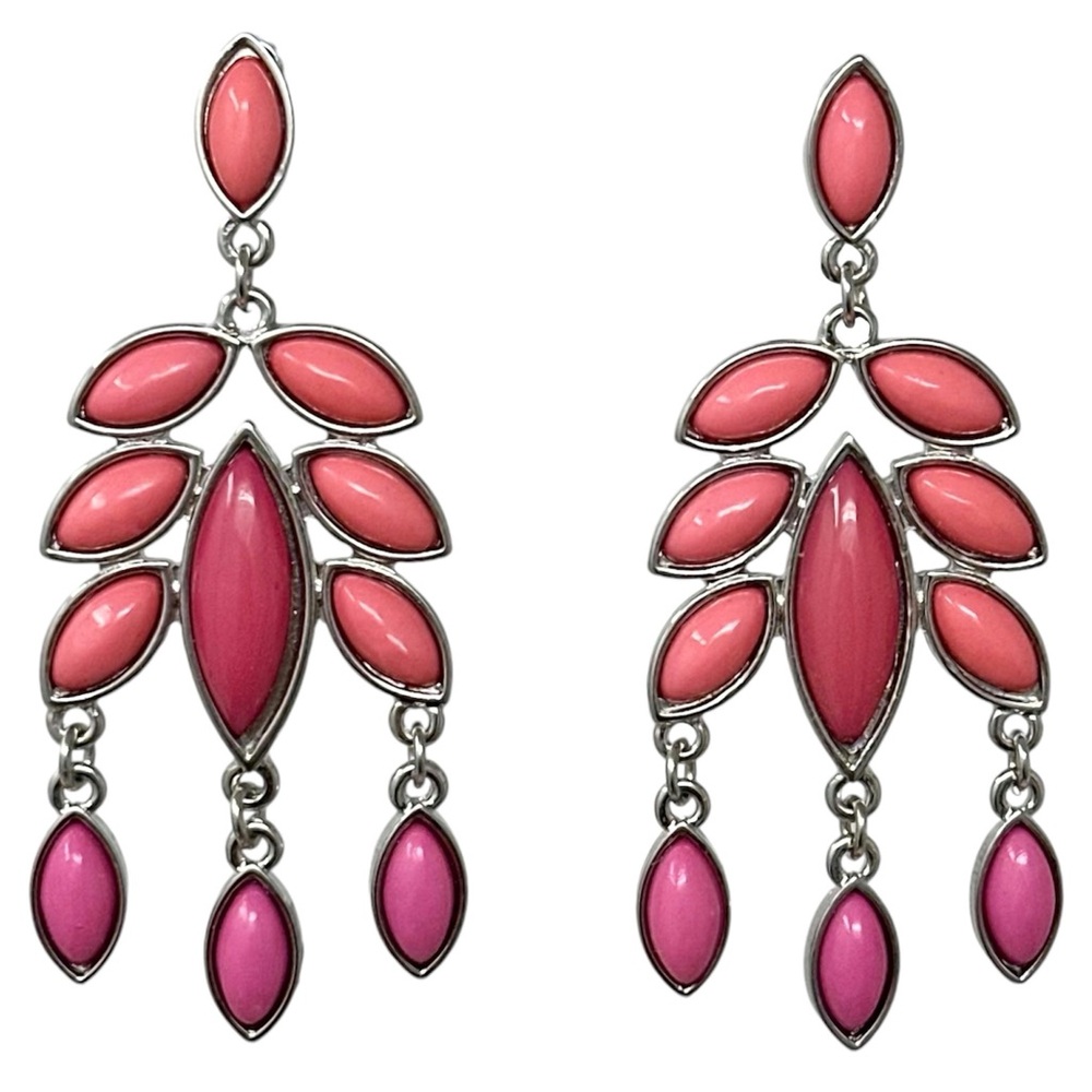 Pink Tones Chandelier Statement Post Drop Earrings